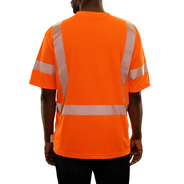 104CTOR Hi-Vis Orange Birdseye Pocket Safety T-Shirt with 3MTM Comfort Trim