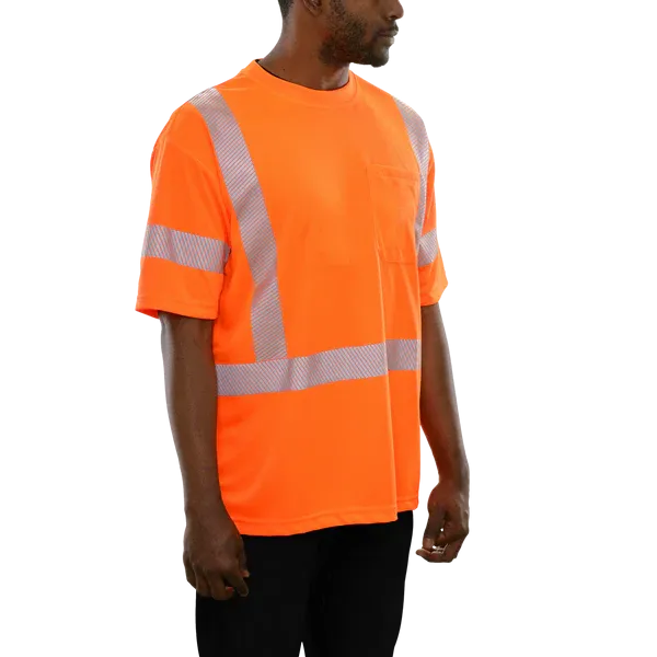 104CTOR Hi-Vis Orange Birdseye Pocket Safety T-Shirt with 3MTM Comfort Trim