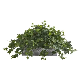 20" Artificial Puff Ivy Plant in Stone Planter - Low Maintenance, Life-Like & Vibrant Silk Plants For Busy People.