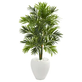 4' Artificial Areca Palm Tree in White Planter - Low Maintenance, Life-Like & Vibrant Silk Trees For Busy People.