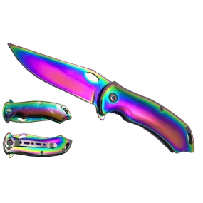 6.5" Rainbow Overall Spring Assisted Knife