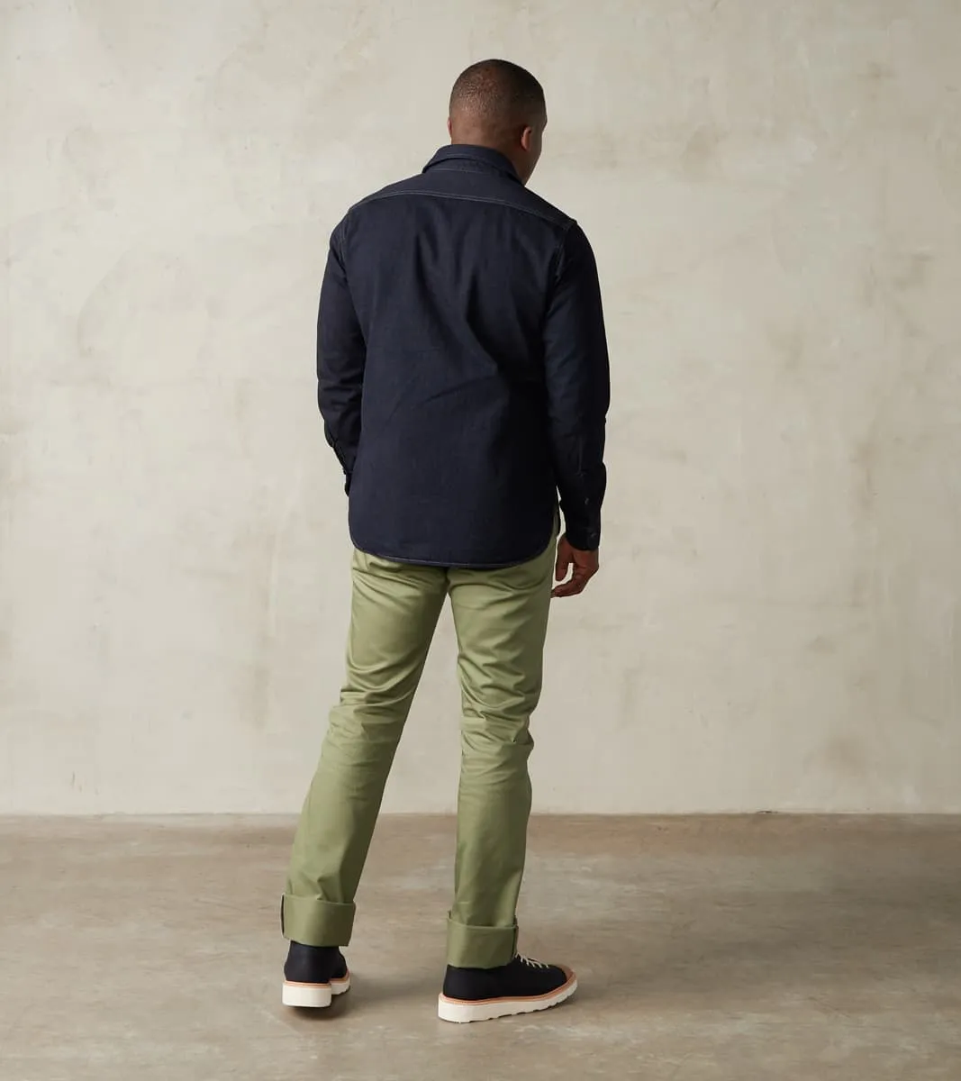 721-OLV - Slim Tapered - Mercerized Selvedge Olive Chino