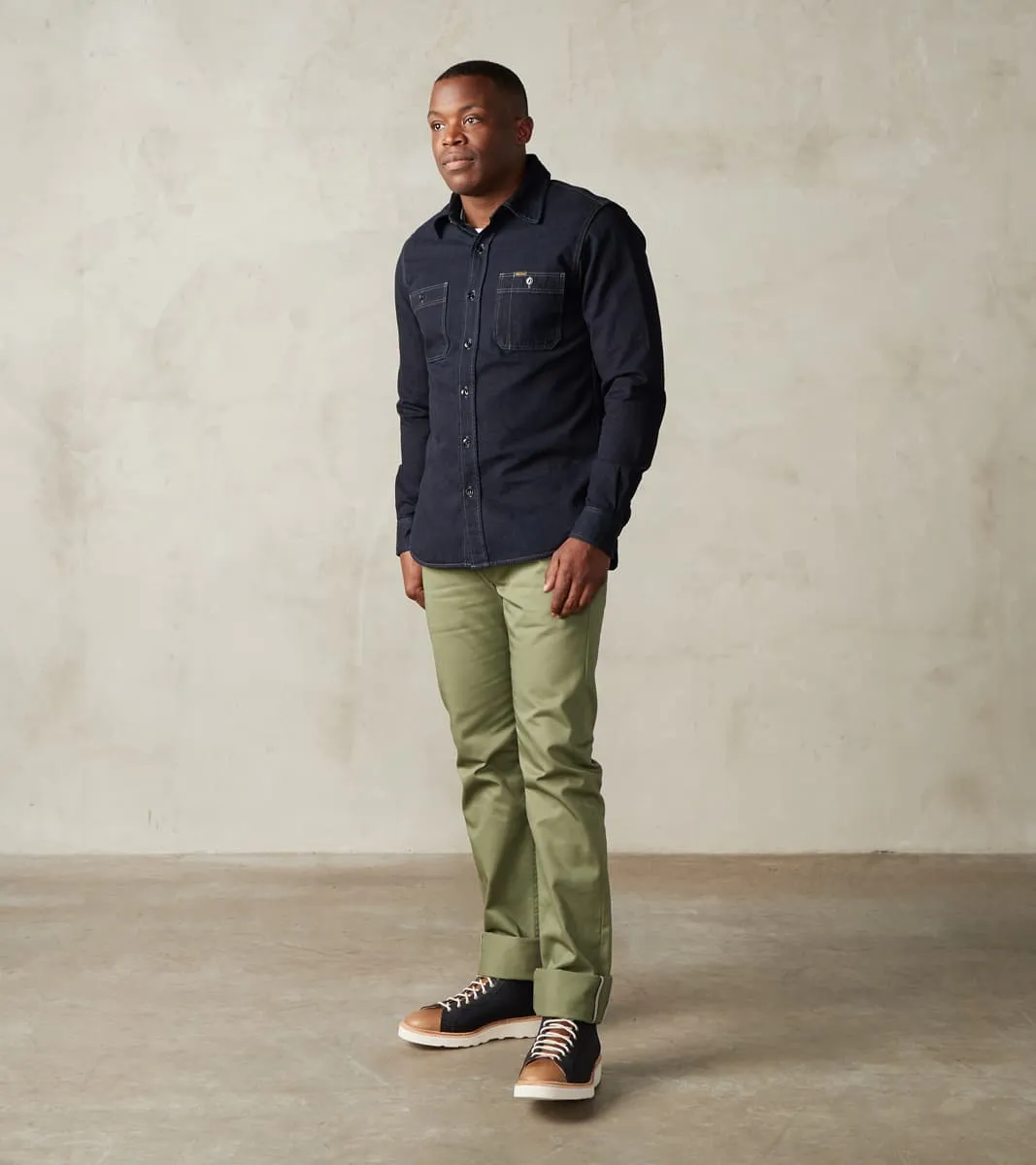 721-OLV - Slim Tapered - Mercerized Selvedge Olive Chino