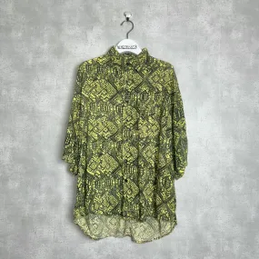 90'S / ETHNIC PATTERN RAYON SS SHIRT (UNISEX)