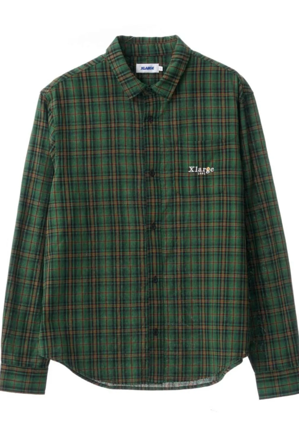 91 Flower Check LS Shirt Green