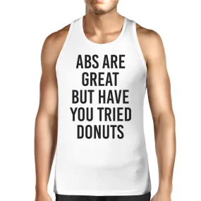 Abs Are Great But Mens White  Sleeveless Tanks Funny Workout Top