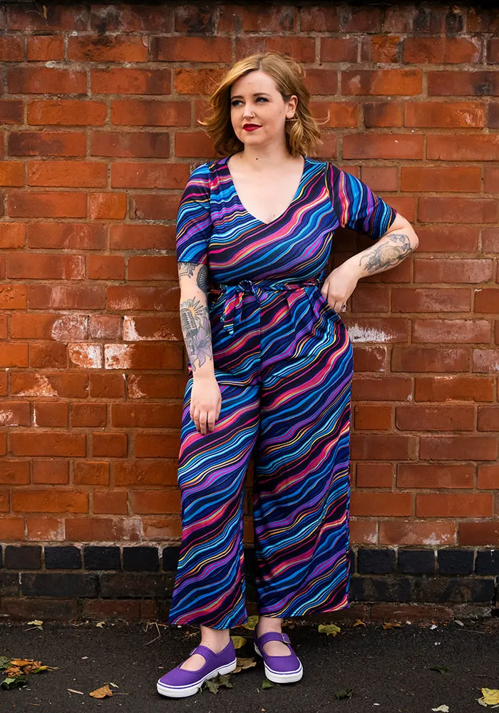 Asen Ripple Print Culotte Leg Jumpsuit