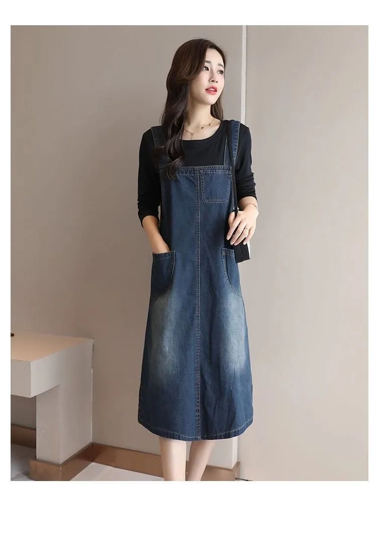 Back At It Denim Overall Dress