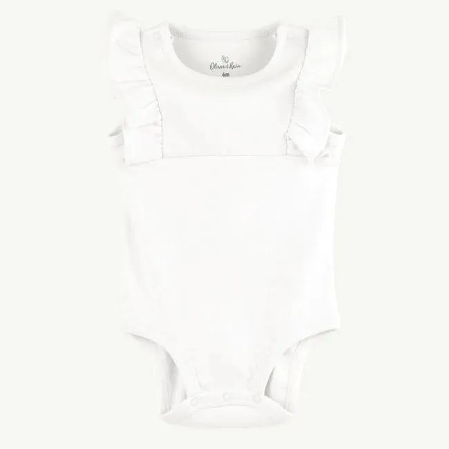 Basic Essential White Flutter Bodysuit