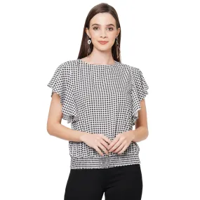 Black Printed Short Sleeves Top