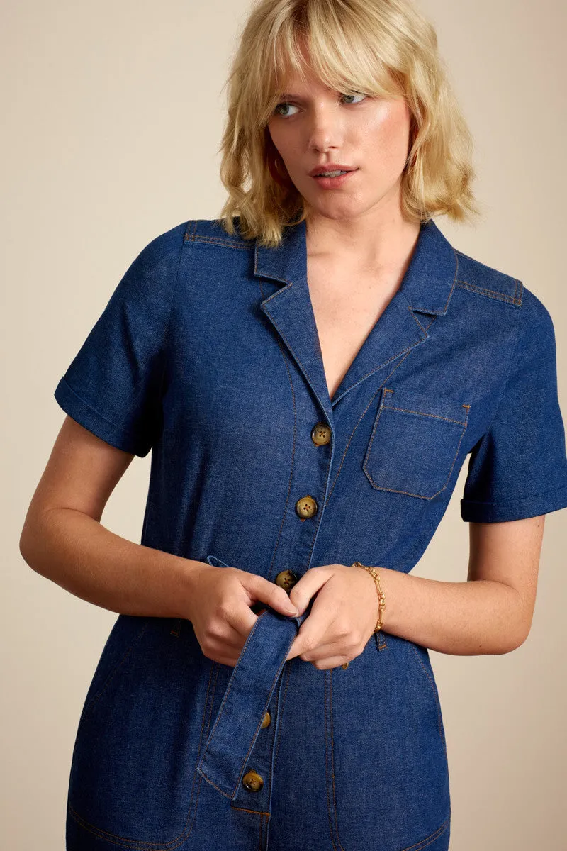 Blauwe denim jumpsuit | King Louie Gracie jumpsuit chambray denim blue