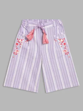 Blue Giraffe Girls Lilac Striped Straight Fit Trouser