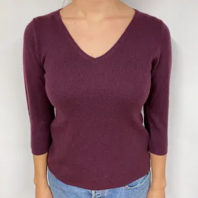 Blueberry Purple Cashmere V-Neck Jumper Small