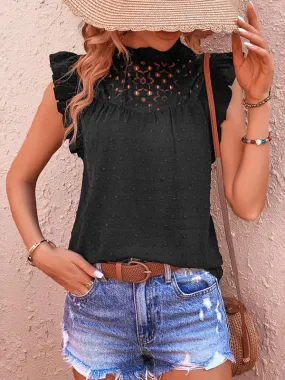 Bohemian Swiss Dot Floral Lace Inlay Shirt