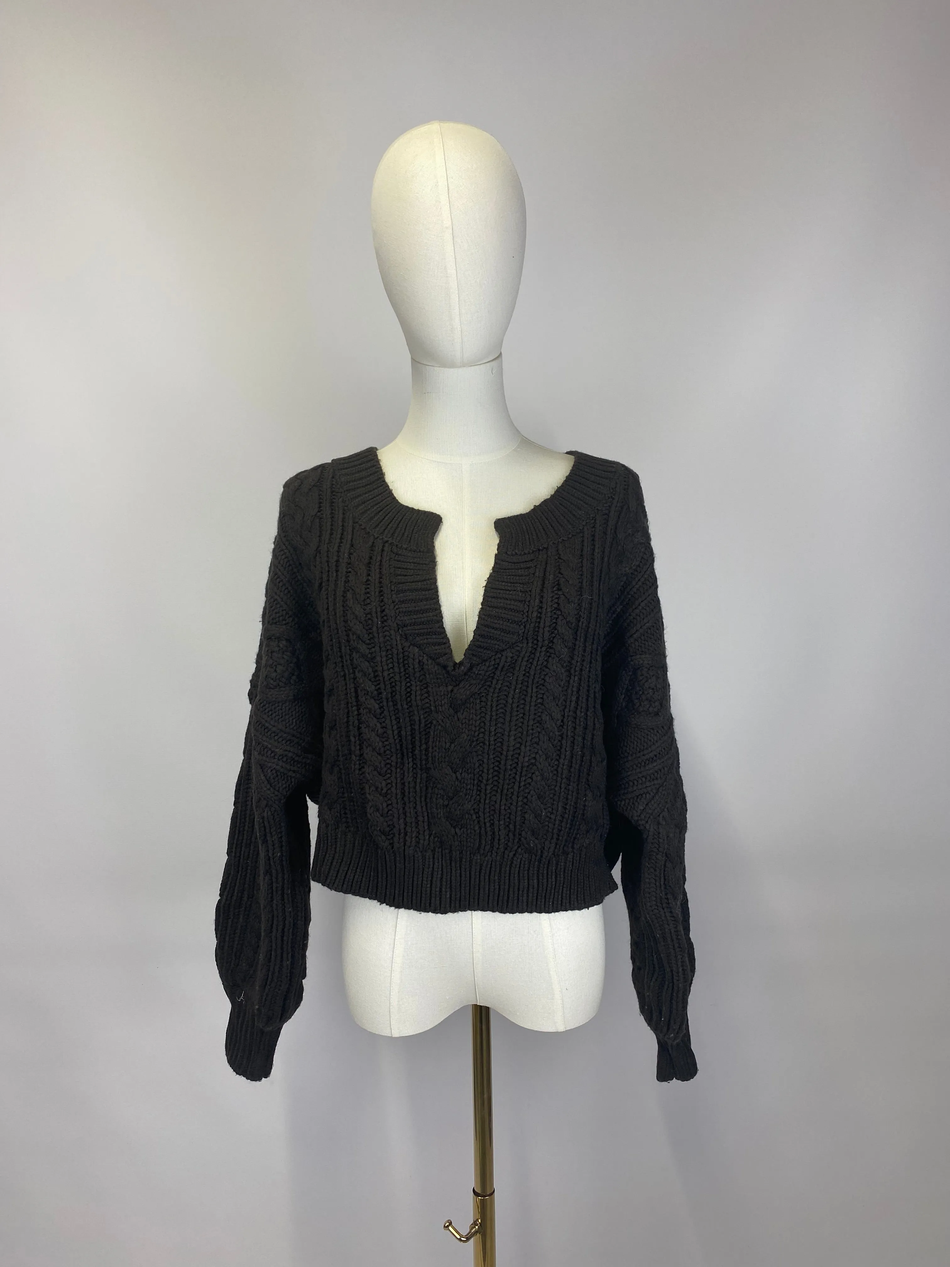 Brown Cable Knit Cropped Jumper - Size 10