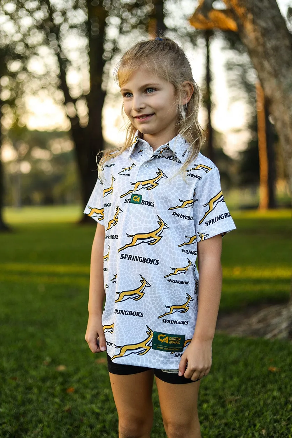 CA JNR Unisex Springbok Golf Shirt | White Ethnic