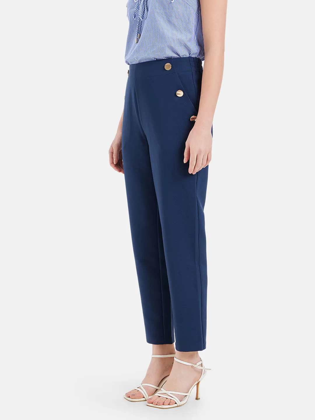 Caroline Navy Straight Fit Trousers