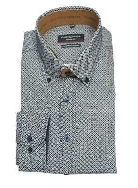 Casa Moda Diamond Print Long Sleeve Casual Shirt 200 - Navy/Beige