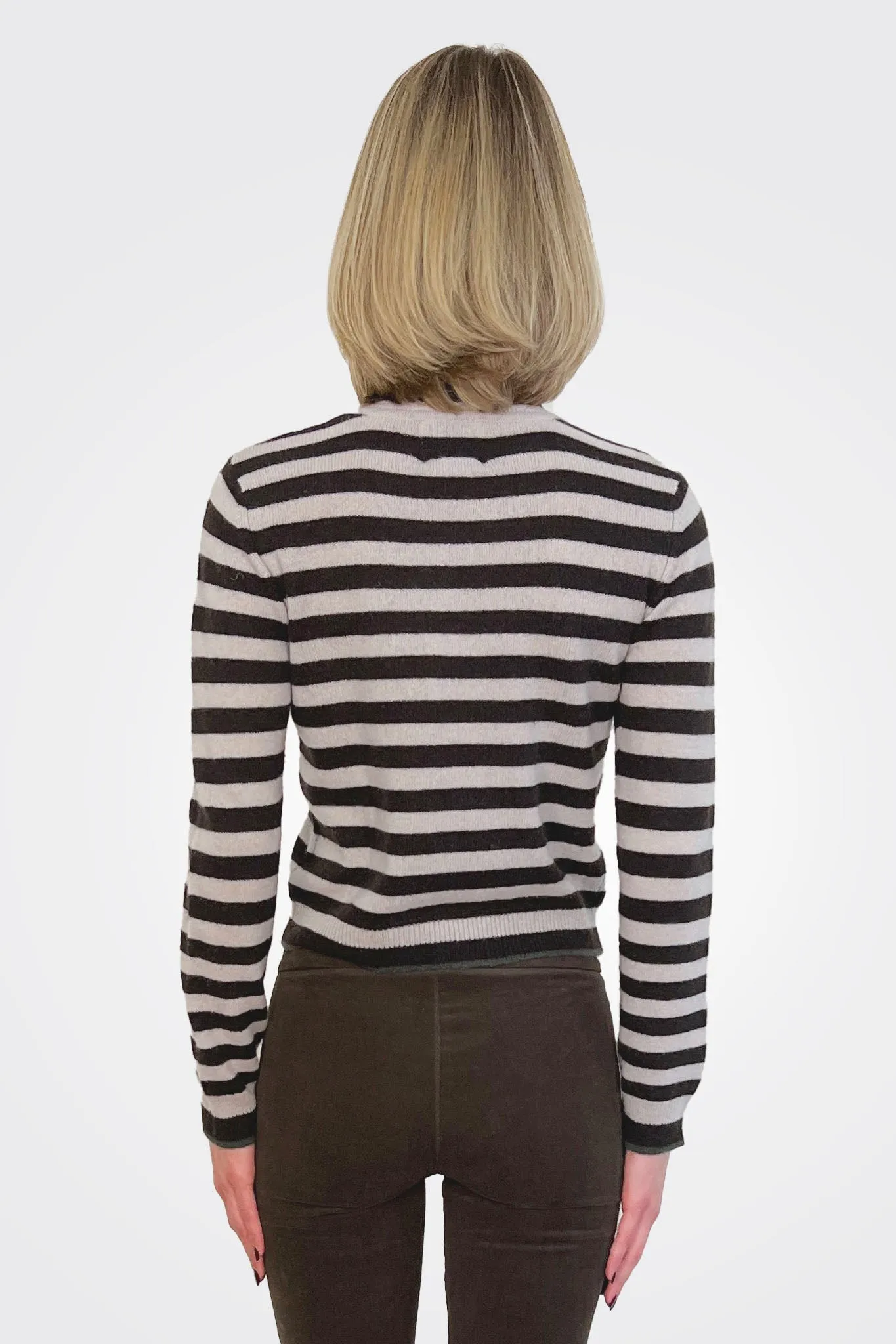 Cashmere Little Roll Mockneck Sweater - Stripe