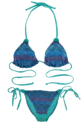 CECILIA PRADO NIDIA Blue Knitted Triangle Bikini