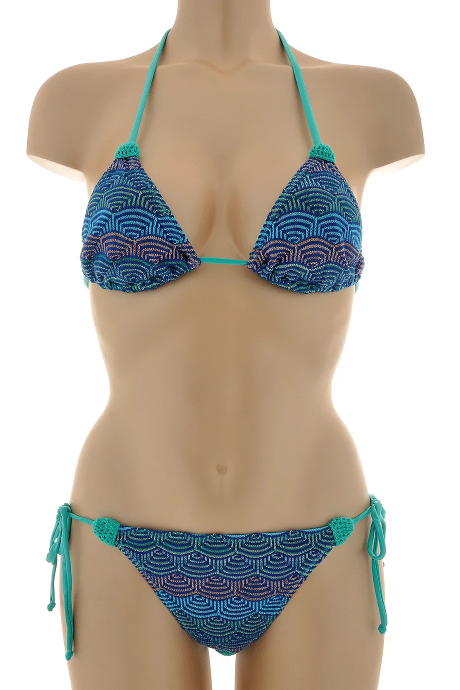 CECILIA PRADO NIDIA Blue Knitted Triangle Bikini