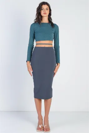 Charcoal Slim Fit Midi Length Skirt /2-2-2