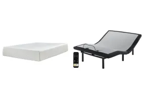 Chime 12 Inch Memory Foam Mattress with Adjustable Base in White