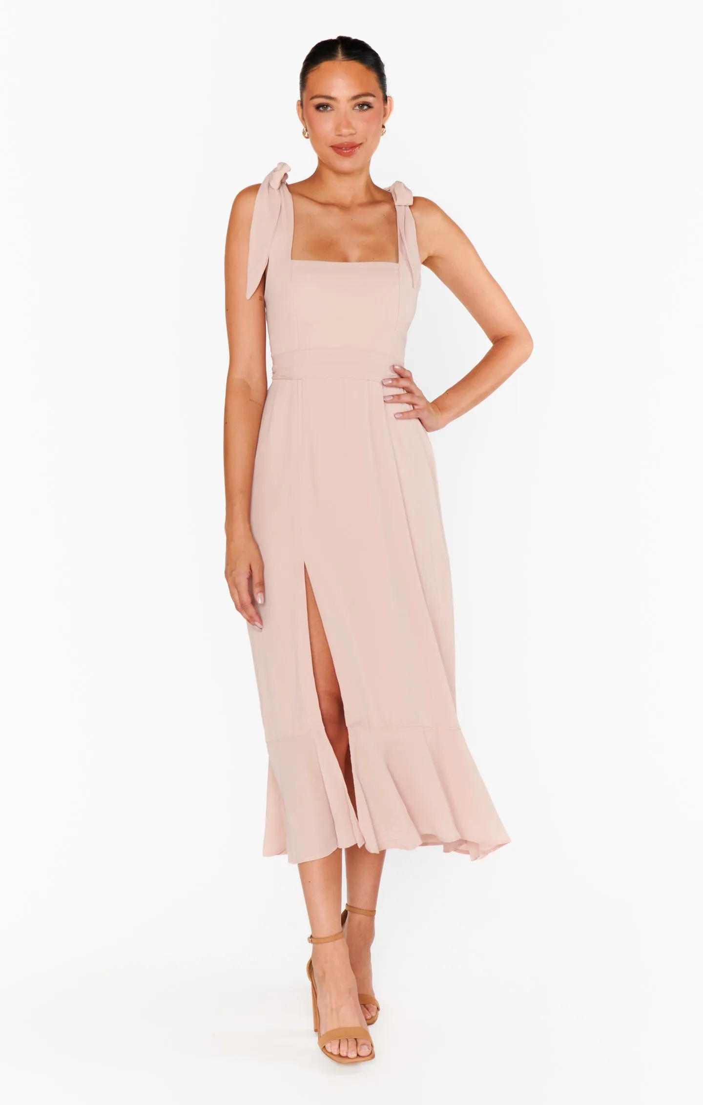 Claire Midi Dress ~ Dusty Blush Crisp