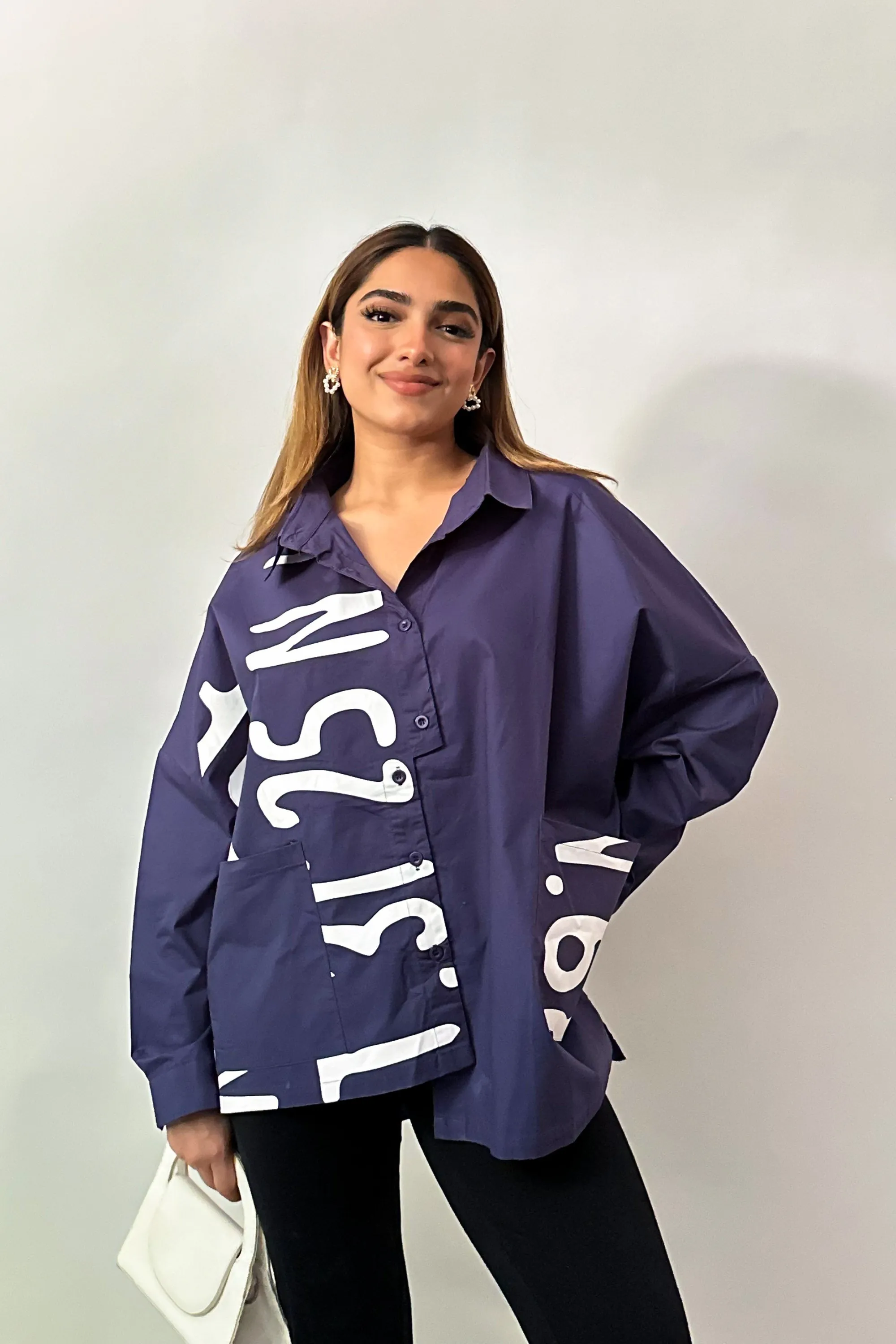 Cobalt Cascade Oversized Shirt