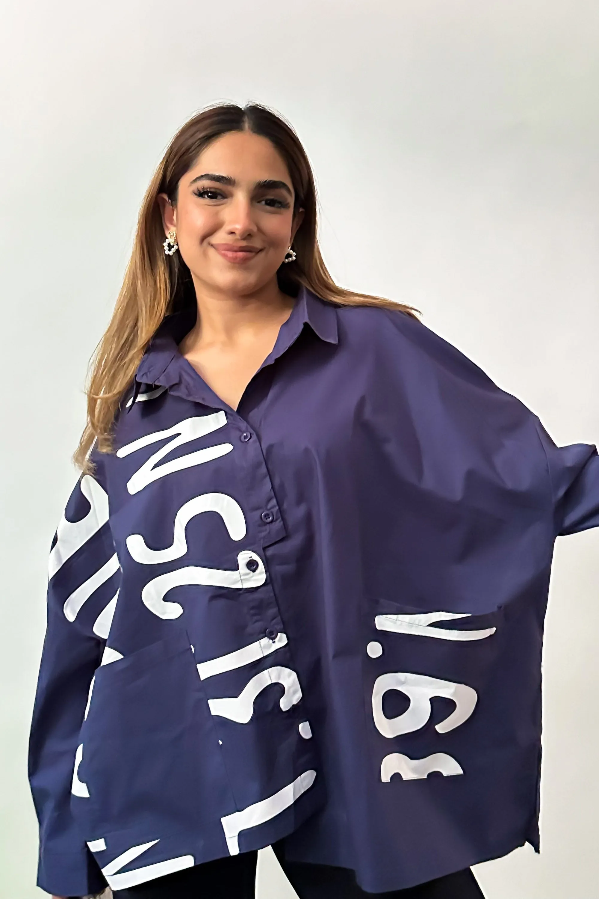 Cobalt Cascade Oversized Shirt