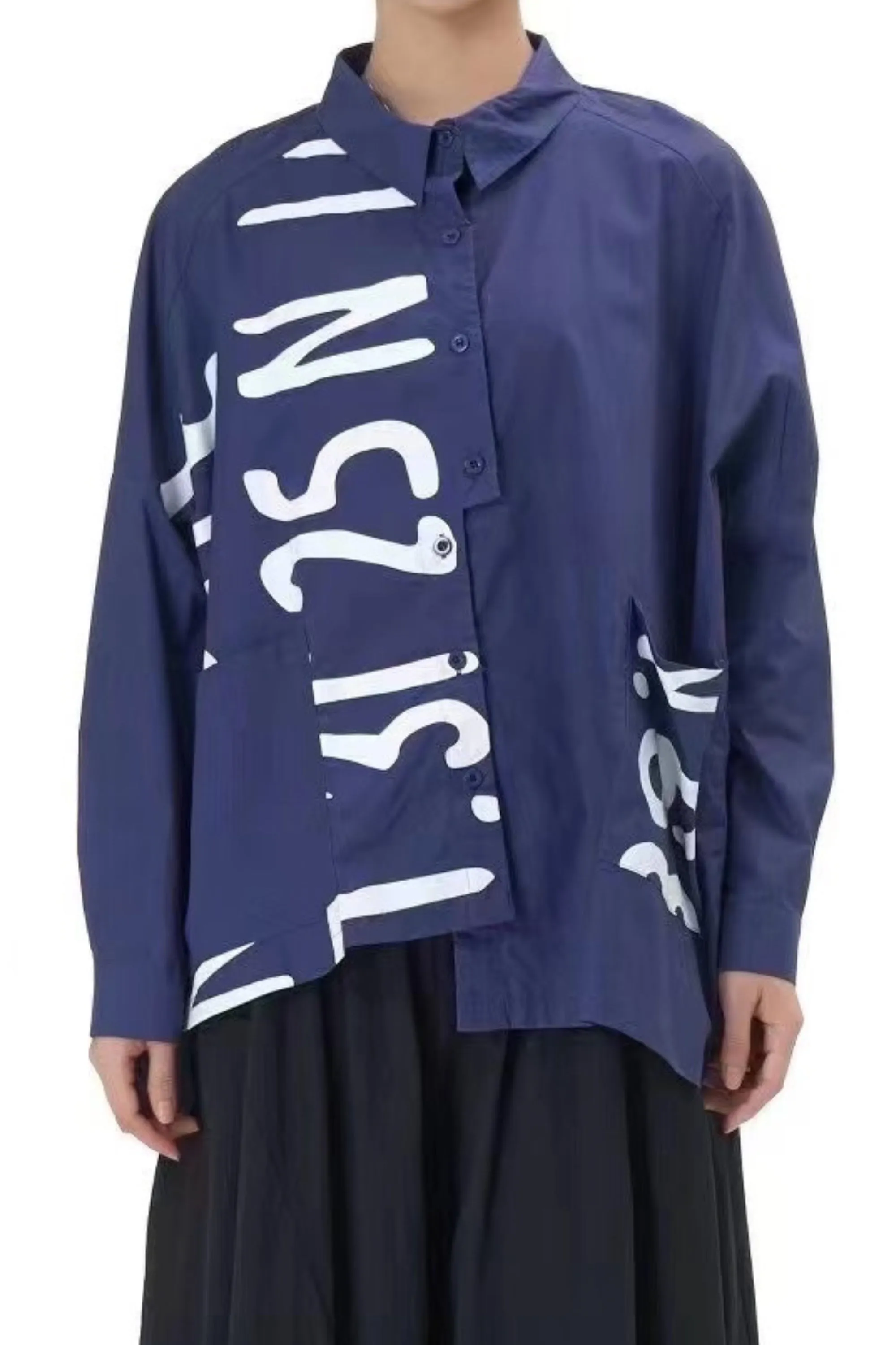 Cobalt Cascade Oversized Shirt