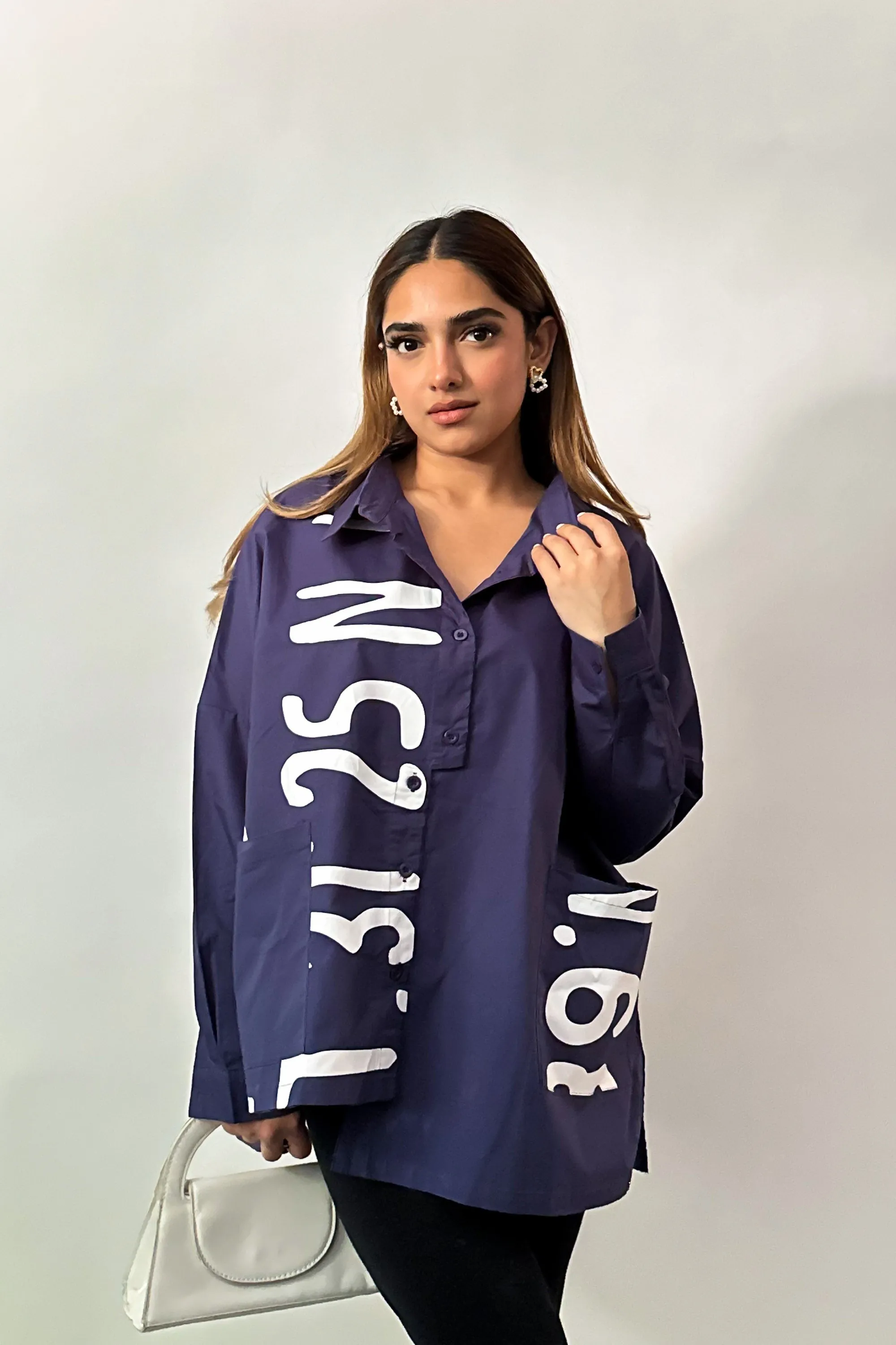 Cobalt Cascade Oversized Shirt