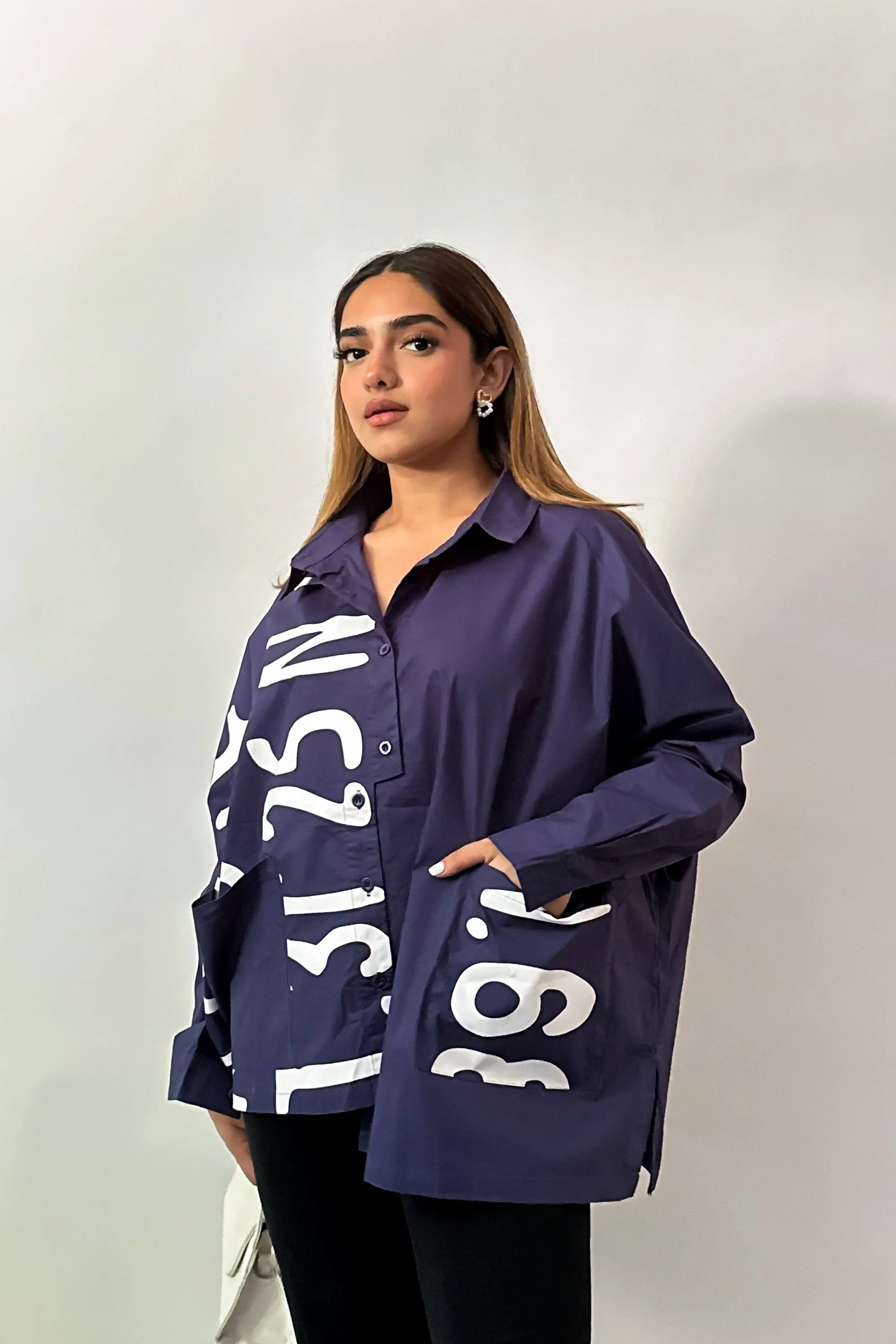 Cobalt Cascade Oversized Shirt