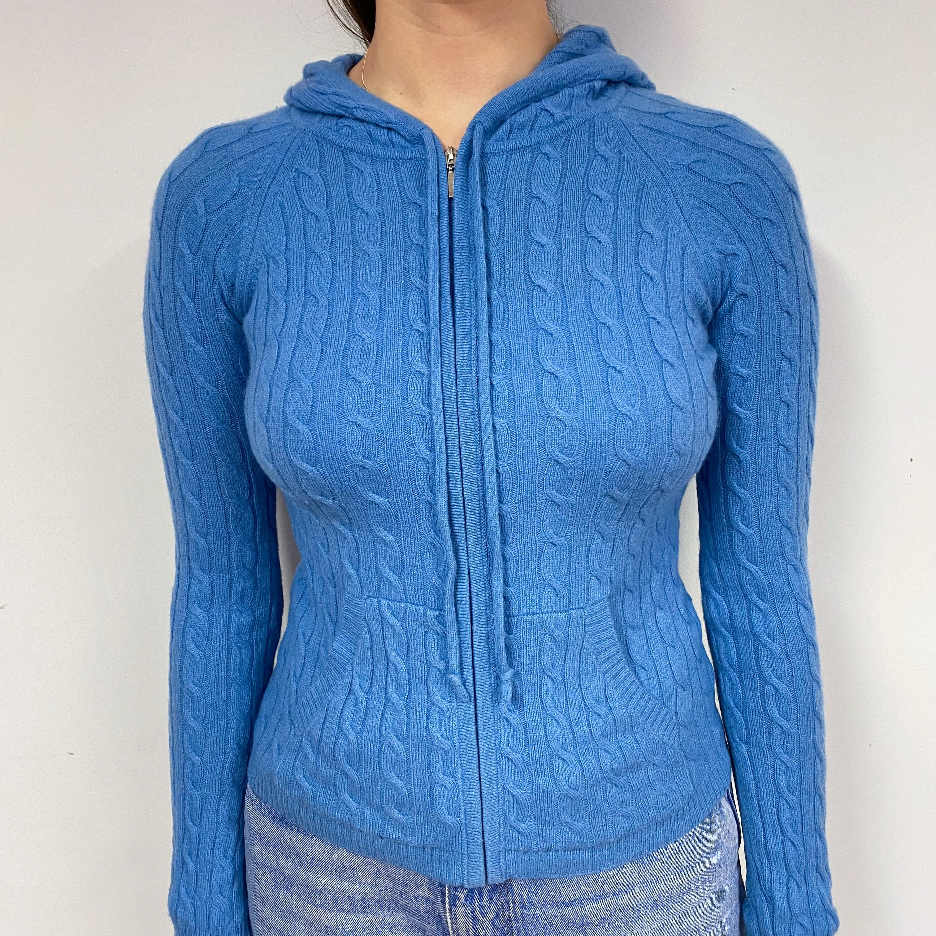 Cornflower Blue Cashmere Hoodie Jumper Small