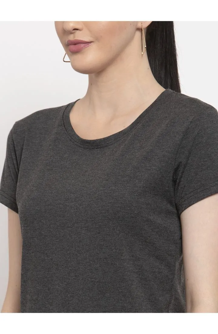 Cotton Melange Plain T-Shirt - Ash Grey