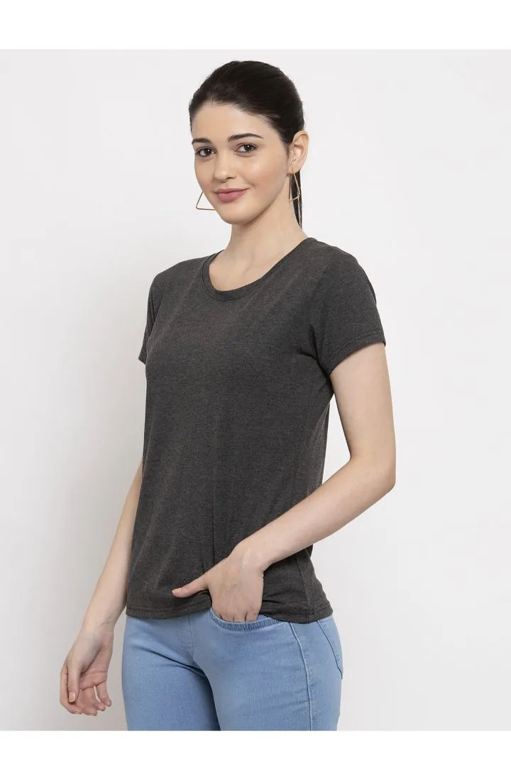 Cotton Melange Plain T-Shirt - Ash Grey