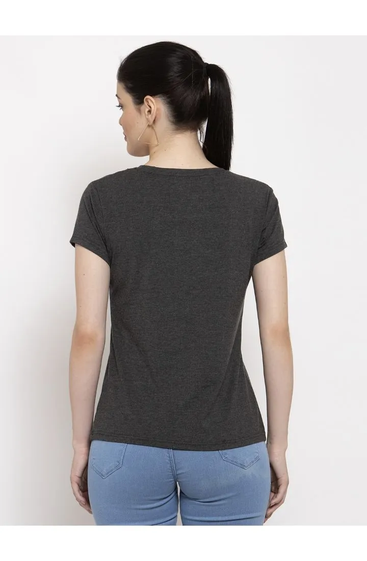 Cotton Melange Plain T-Shirt - Ash Grey