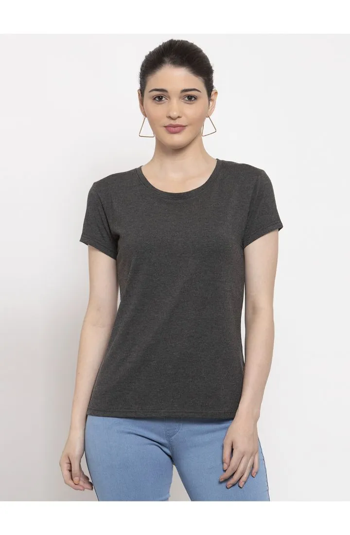 Cotton Melange Plain T-Shirt - Ash Grey