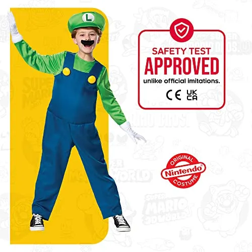 Disguise Nintendo Luigi Deluxe Boys' Costume Green, S (4-6)