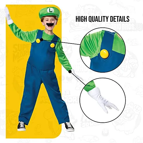 Disguise Nintendo Luigi Deluxe Boys' Costume Green, S (4-6)