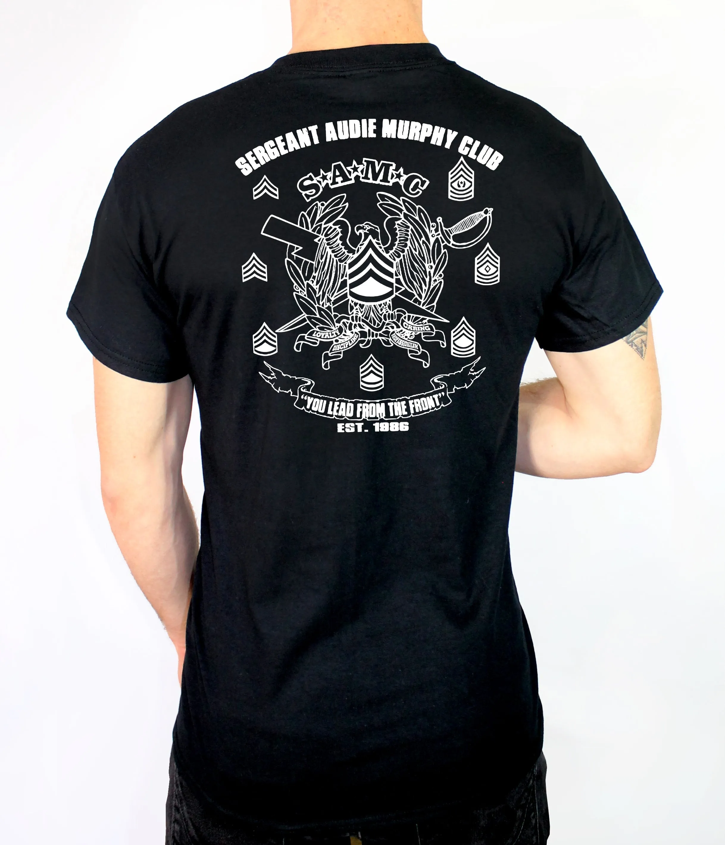 Doughboy SAMC PT 50-50 Blend Black Unisex Short Sleeve Shirt. Approved for PT