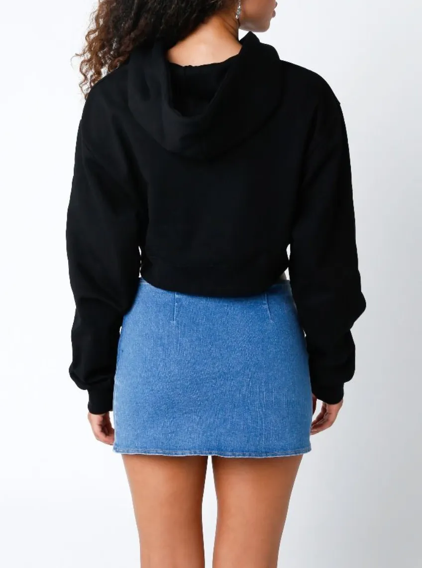 Drawstring Cropped Hoodie