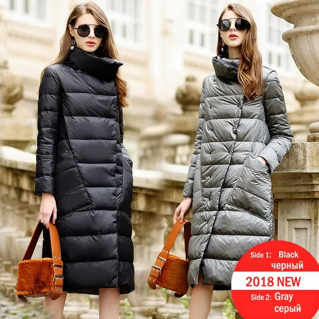 Duck Down Jacket Women Winter 2019 Outerwear Coats Female Long Casual Light ultra thin Warm Down puffer jacket Parka branded