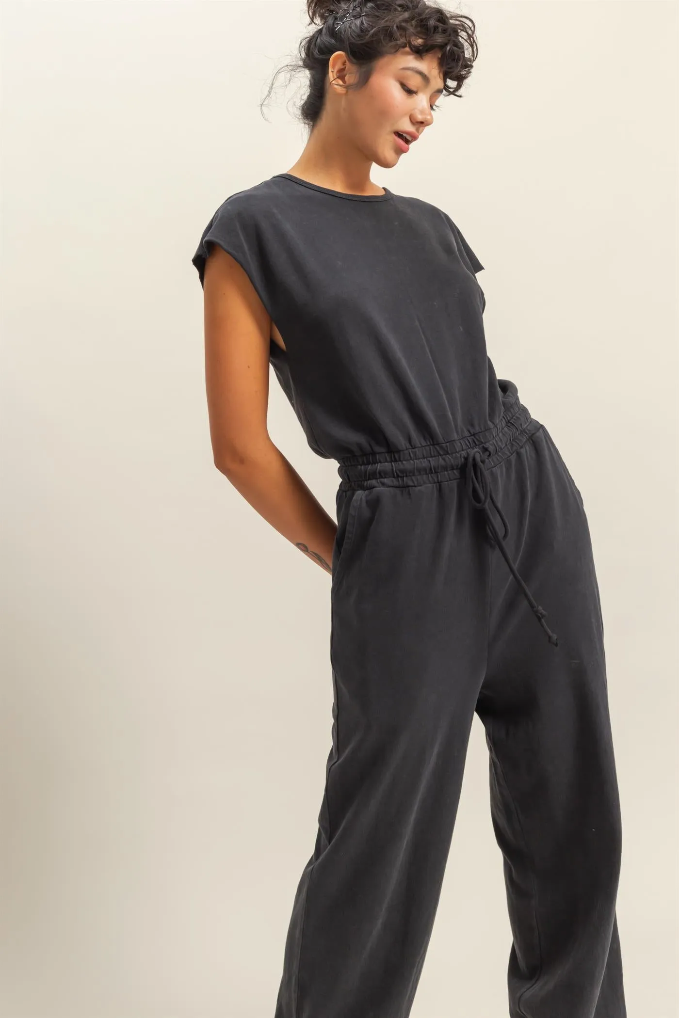 DZ24C619-Short Sleeve Casual Jumpsuit