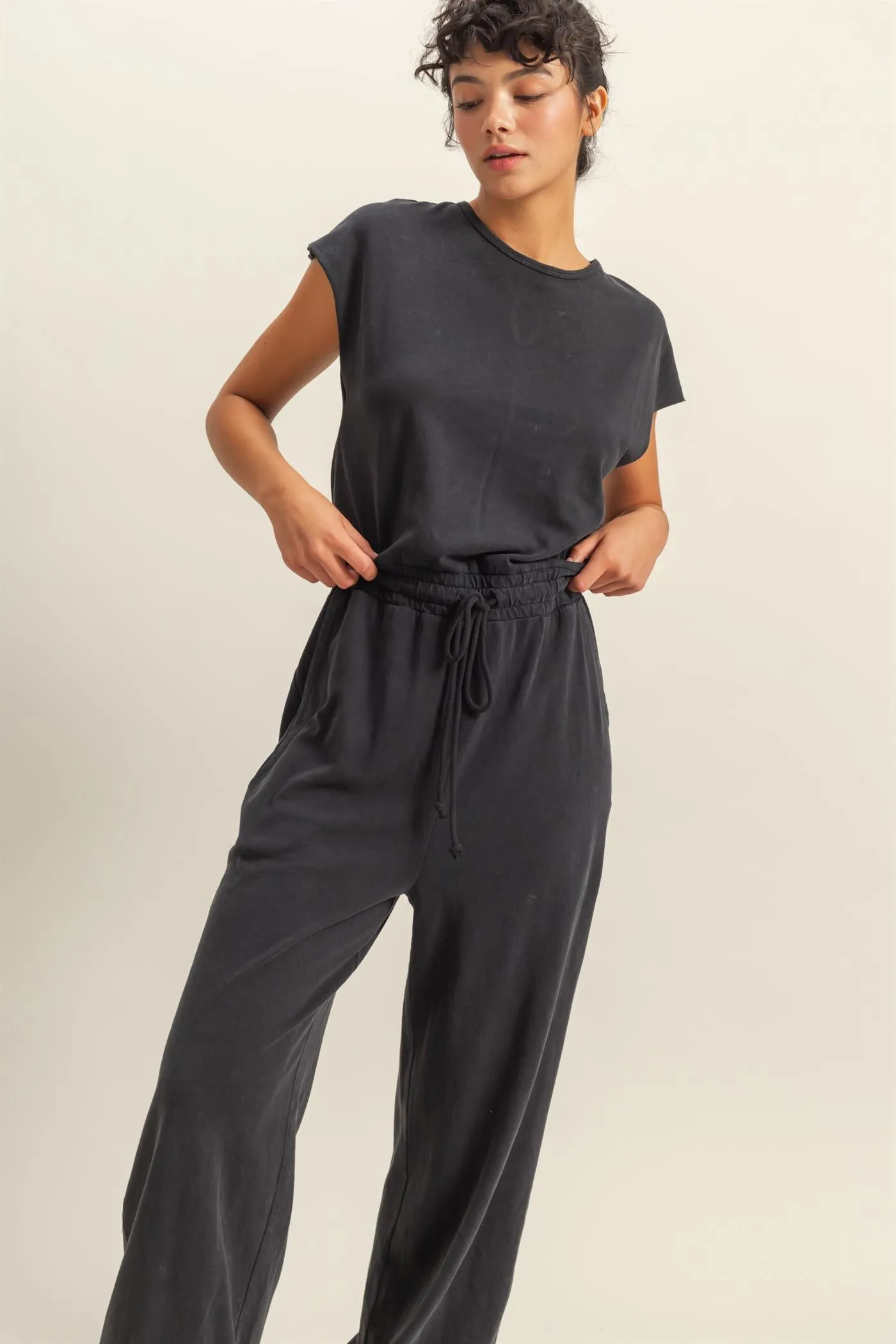 DZ24C619-Short Sleeve Casual Jumpsuit