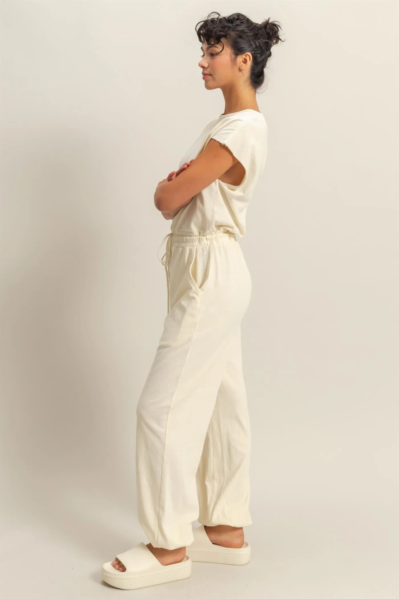 DZ24C619-Short Sleeve Casual Jumpsuit