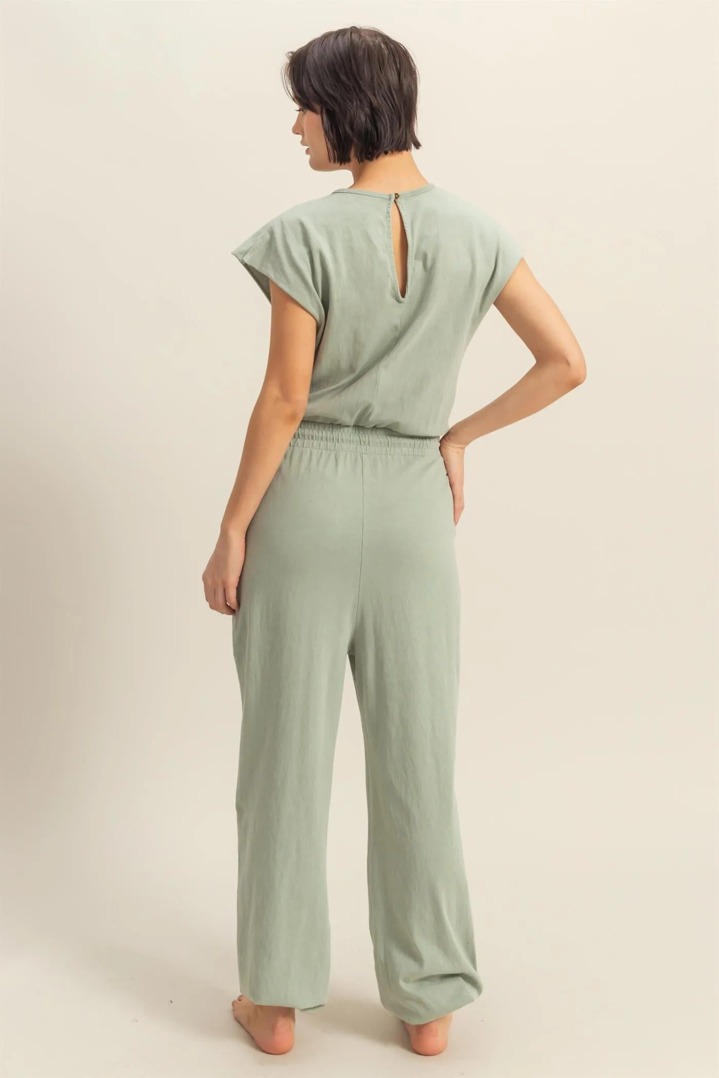 DZ24C619-Short Sleeve Casual Jumpsuit