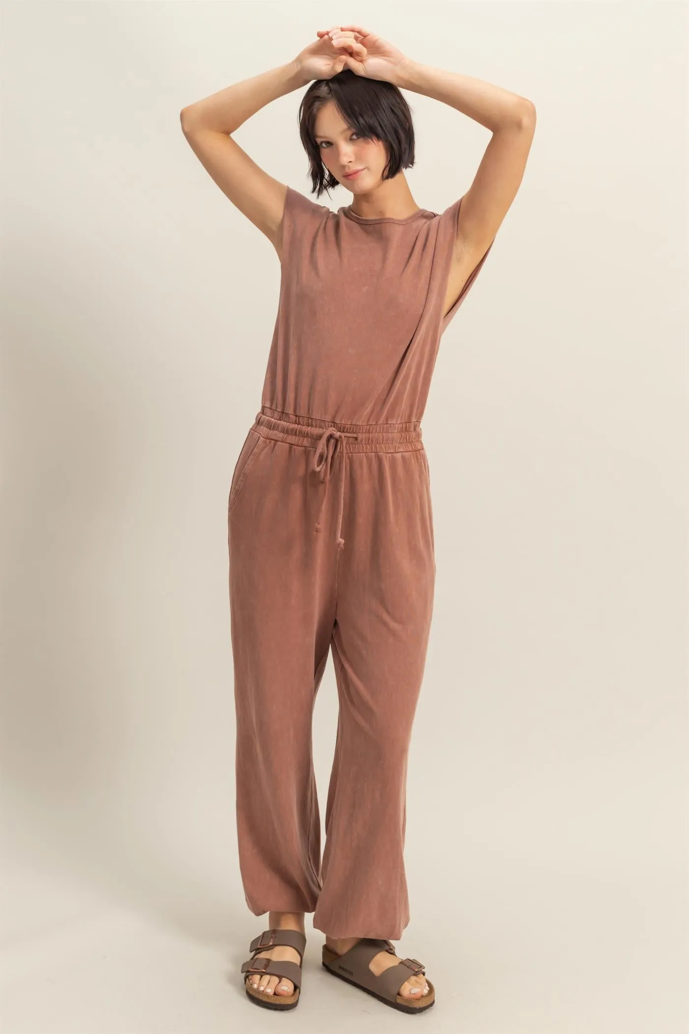 DZ24C619-Short Sleeve Casual Jumpsuit