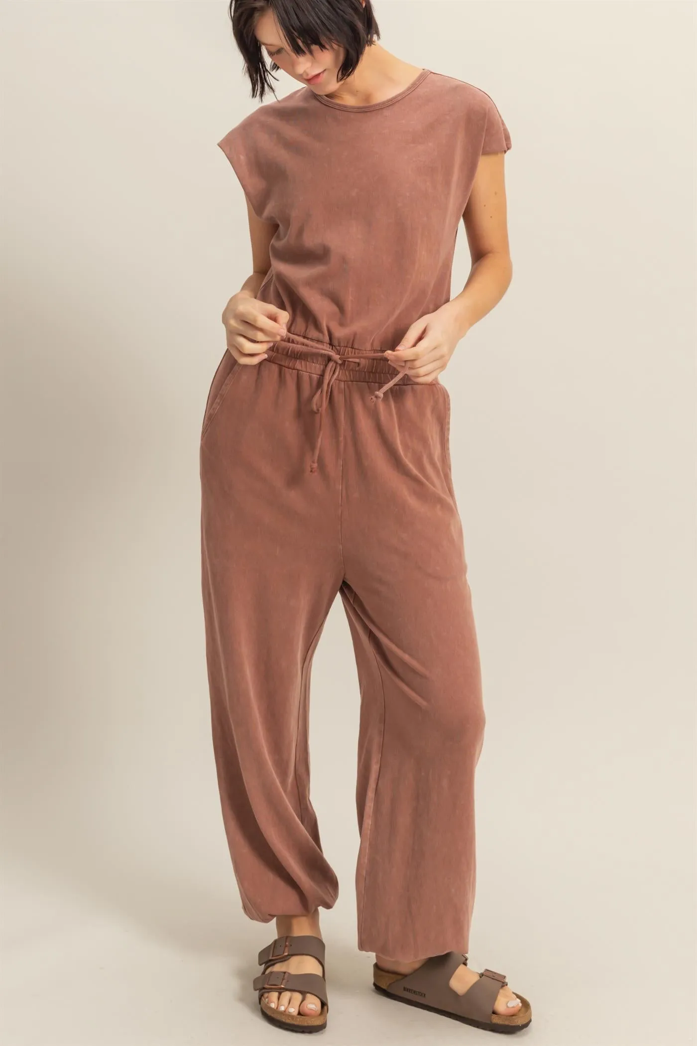 DZ24C619-Short Sleeve Casual Jumpsuit