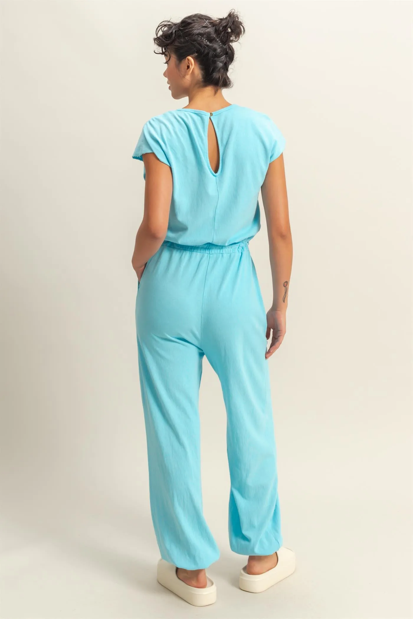 DZ24C619-Short Sleeve Casual Jumpsuit